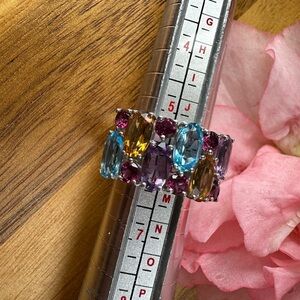 Multi-Gemstone sterling silver Ring 925 Colorful ring size 5 1/2